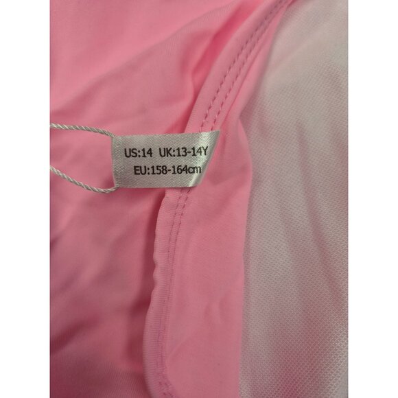 One-Shoulder Pink & Floral "Keep Move" Swimsuit Set For Teen Girl Size 14 - Picture 11 of 12